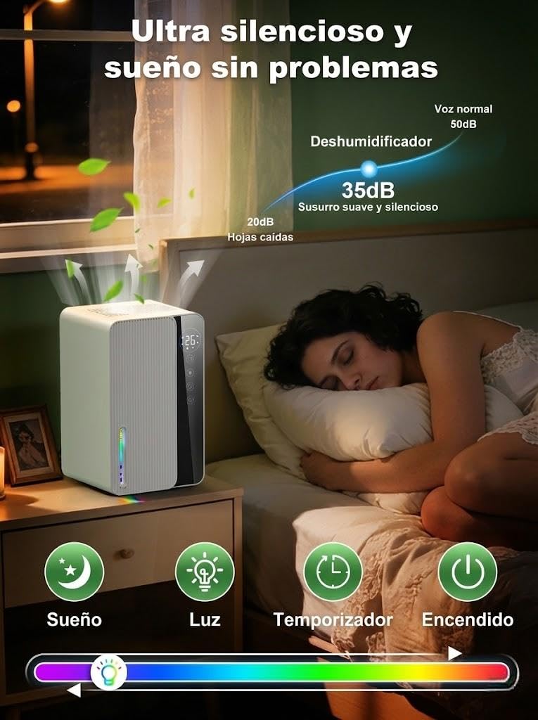 Deshumidificador Eléctrico 1800ml, Deshumidificador Bajo Consumo para Dormitorio y Baño, 22,5W, Silencioso con Temporizador y Apagado Automático, Dehumidifier contra Humedad y Condensación(680ml/día) — view 4