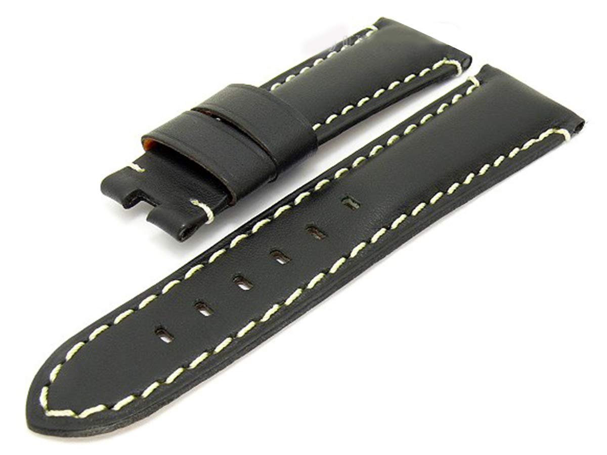 EWatchAccessories 24mm Black Genuine Leather Watch Band Plain | Grain Lightly Padded Wrist Strap (fits Wrist Sizes 6-7 1/2 inch) (B08F5JCX17) Amazon Price History, Amazon Price Tracker
