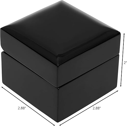 Miniatura 4 de Noble - Caja para anillos de madera de piano Caja de lujo para anillo de compromiso o ocasiones especiales Viene con un paquete de dos piezas