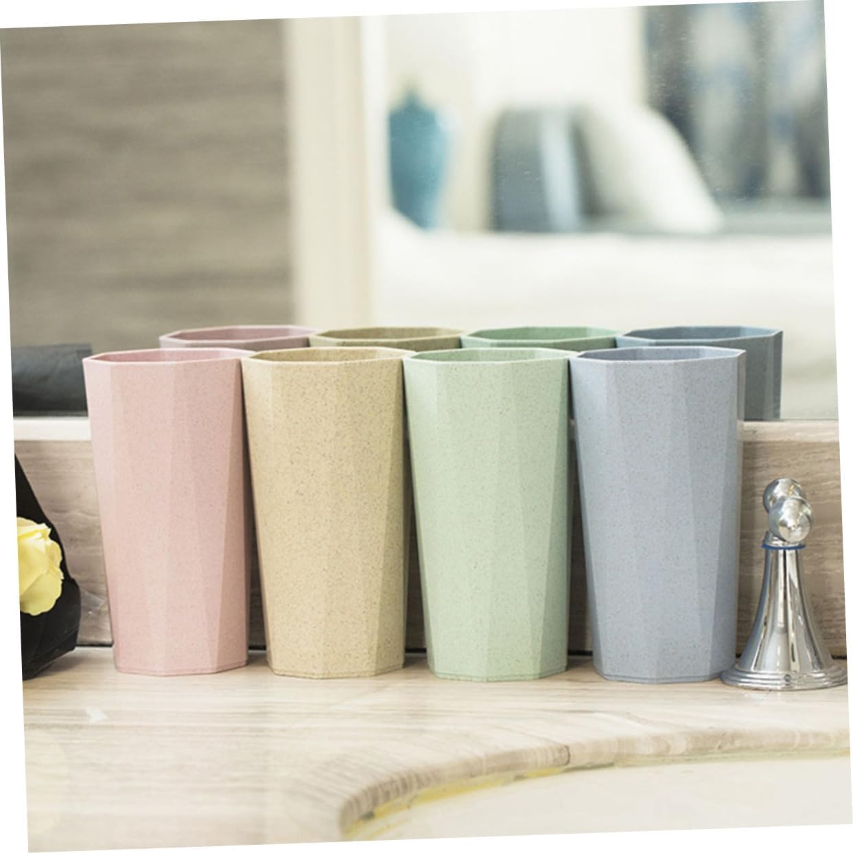Creative Octagon Wheat Straw Mugs for and Tea Nordic Drinking Cups for Home and Bathroom Use and Chic Design