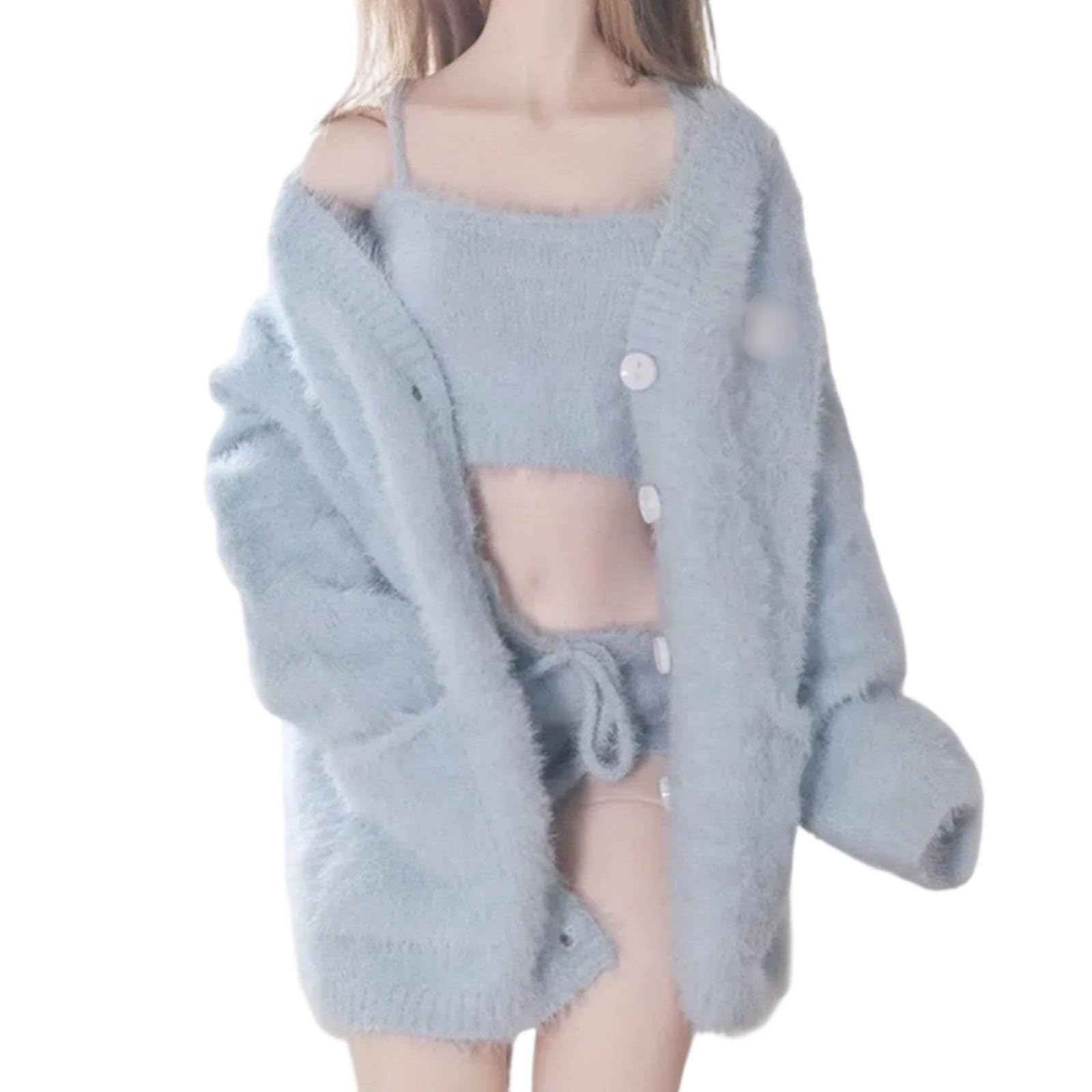 Qianly Ropa Muñeca a Mano Esponjoso para Exhibición , Azul Cielo