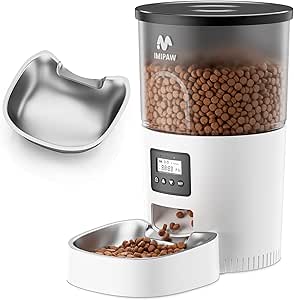 Automatic Cat Feeder, 3L Timed Pet Dry Food Dispenser with Clog-Free Design, Auto Feeder for Cats, 1-6 Meals Per Day, Desiccant Bags, with Stainless Steel asin的图片