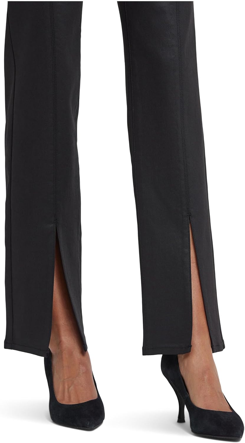 NYDJ Women's Coated Marilyn Front Slit Straight Jeans in Black Coated