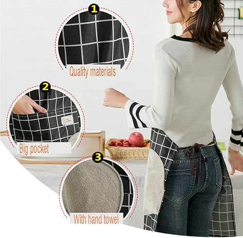 Miniatura 5 de AARainbow - Delantal impermeable ajustable para cocina y mujer con bolsillos y toallas para cocinar