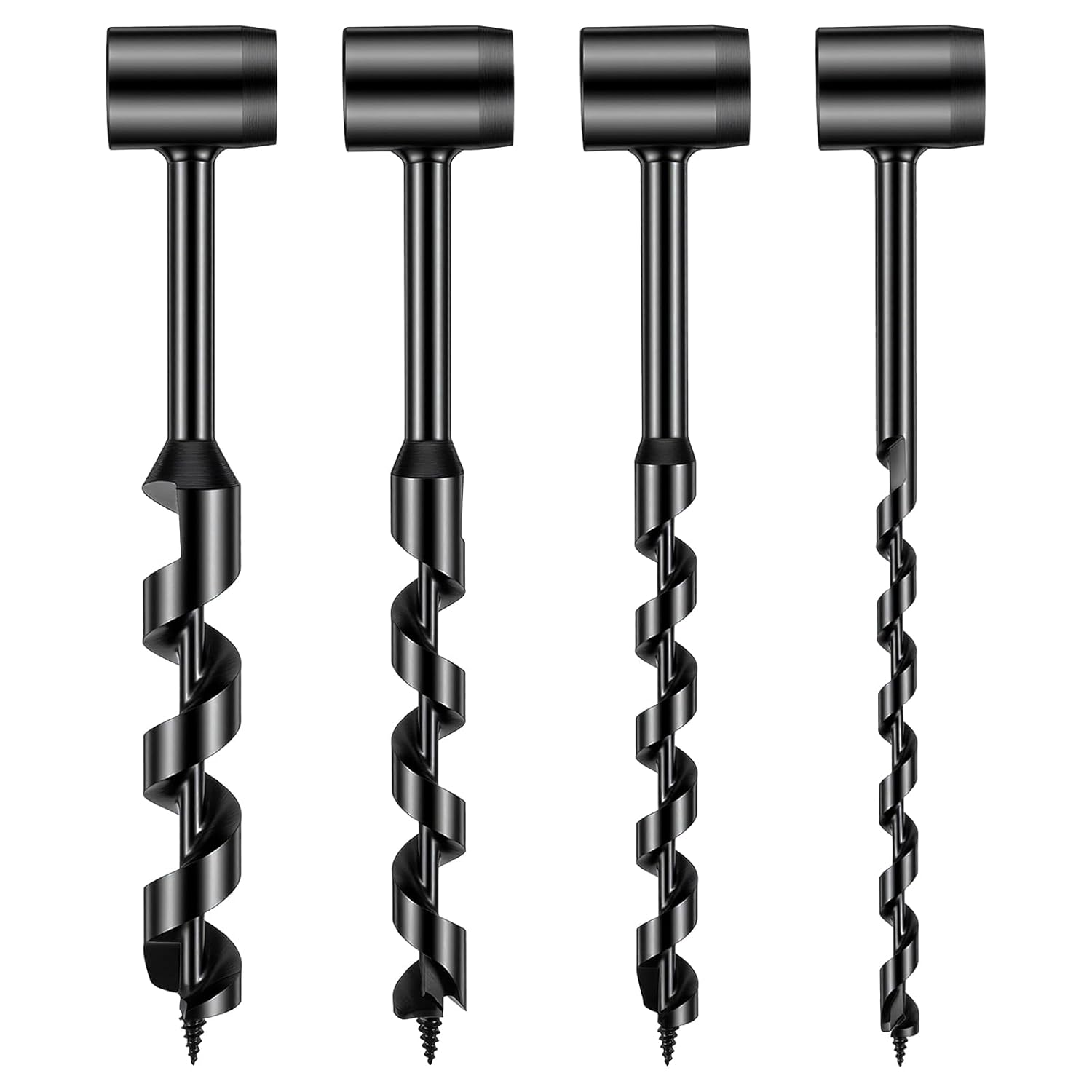 4 Pcs Hand Auger Wood Drill, Heavy Duty Steel Eye Wood Auger Wrench Manual Hand Drill Bit Bushcraft Survival Tools for Camping,Outdoor,Hiking,Woodworking