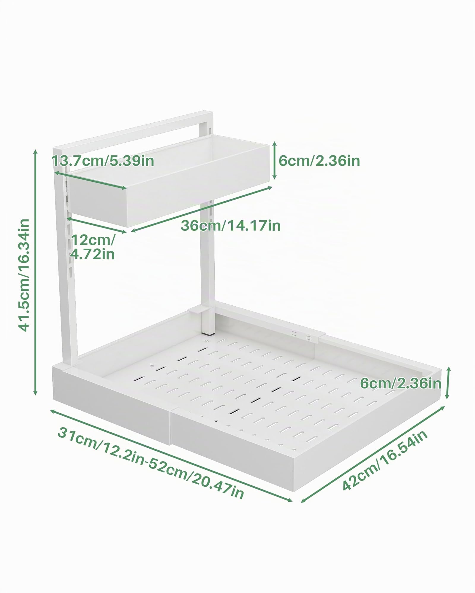 UMDONX Organizador de fregadero de cocina de 2 pisos | estante para debajo del lavabo,organizador de armario extensible,Blanco