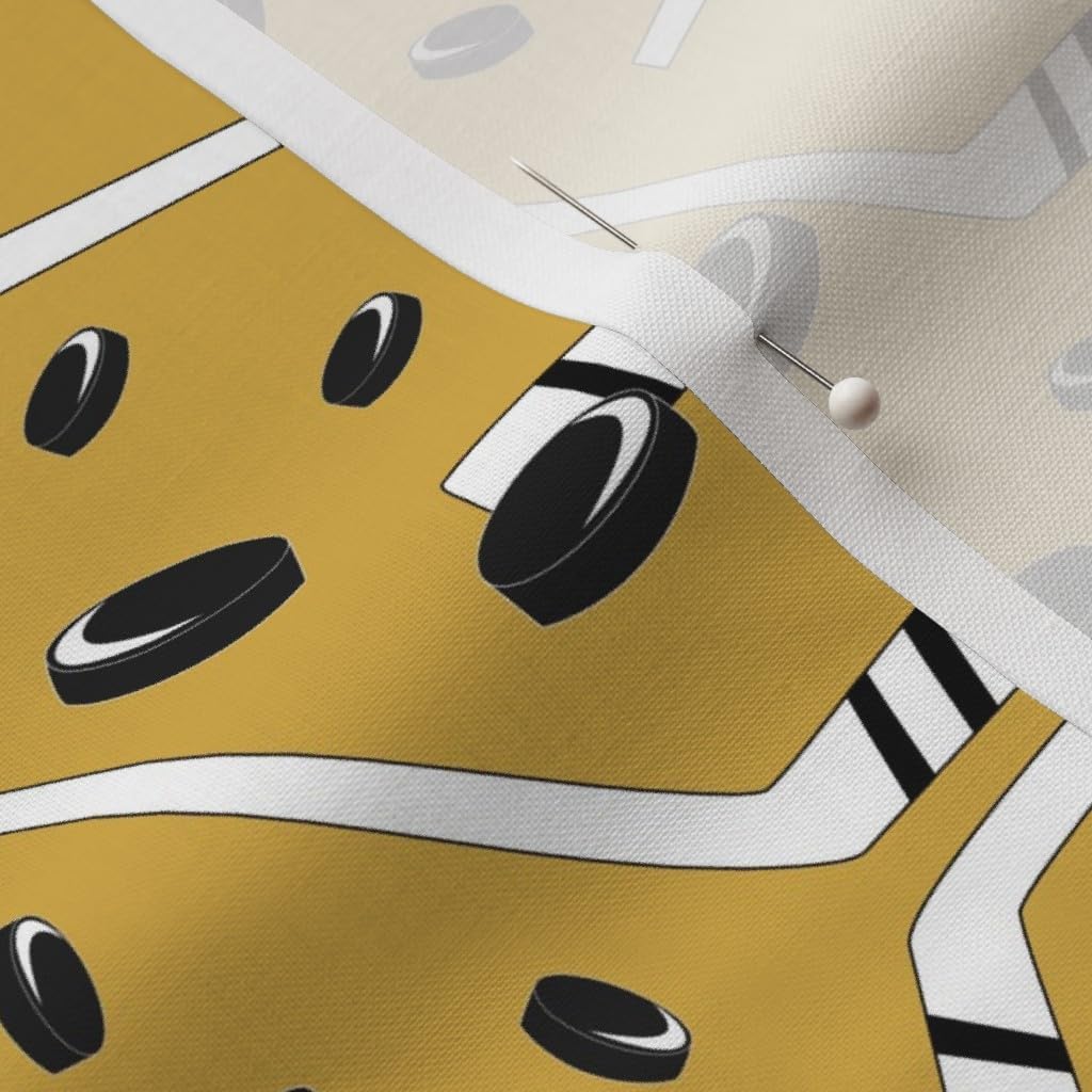 Spoonflower Fabric - Hockey Gold Sports Printed on Petal Signature Cotton Fabric by The Yard - Sewing Quilting Apparel Crafts Decor