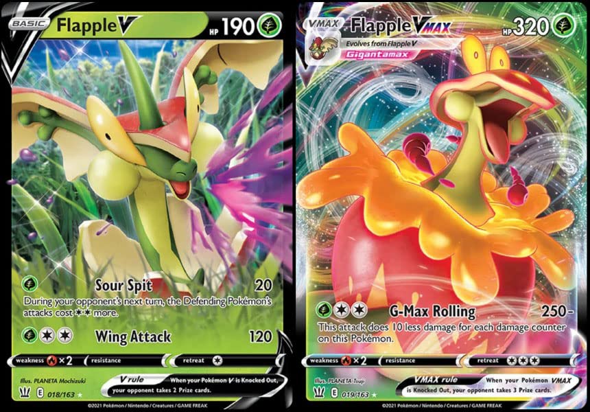 Flapple V Vmax - 019 163 Battle Styles - Pokemon Ultra Rare 2 Card Lot