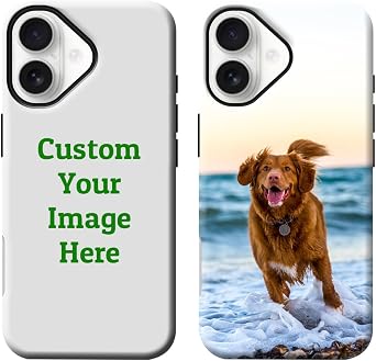 Custom Case for iPhone 17, Photo Personalized Picture Text Logo Customizable Image Customize Name Design Dual Layer Defense Shockproof Soft Hard Glossy Phone Cover Shell