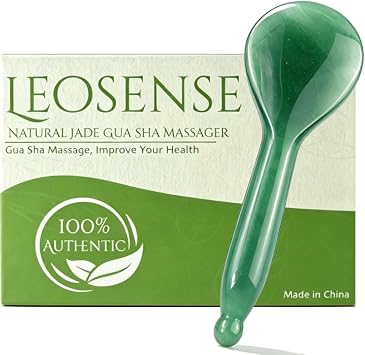 Gua Sha Acupressure Beauty Pen, Facial Reflexology Tool, Trigger Point Massager for Soft Tissue, Pressure Point Acupuncture Massage Pen, Natural Jade Gua Sha Stone, Green Aventurine