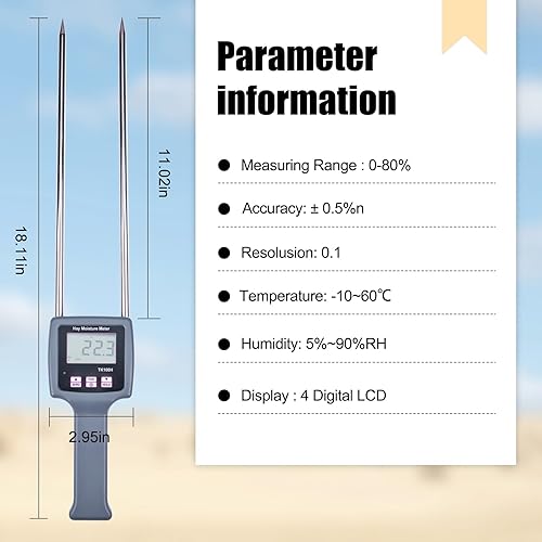 Miniatura 3 de TK100H Medidor de humedad de heno para paja de cereales, pasto forrajero, alfalfa, leymus, rango 0-80%