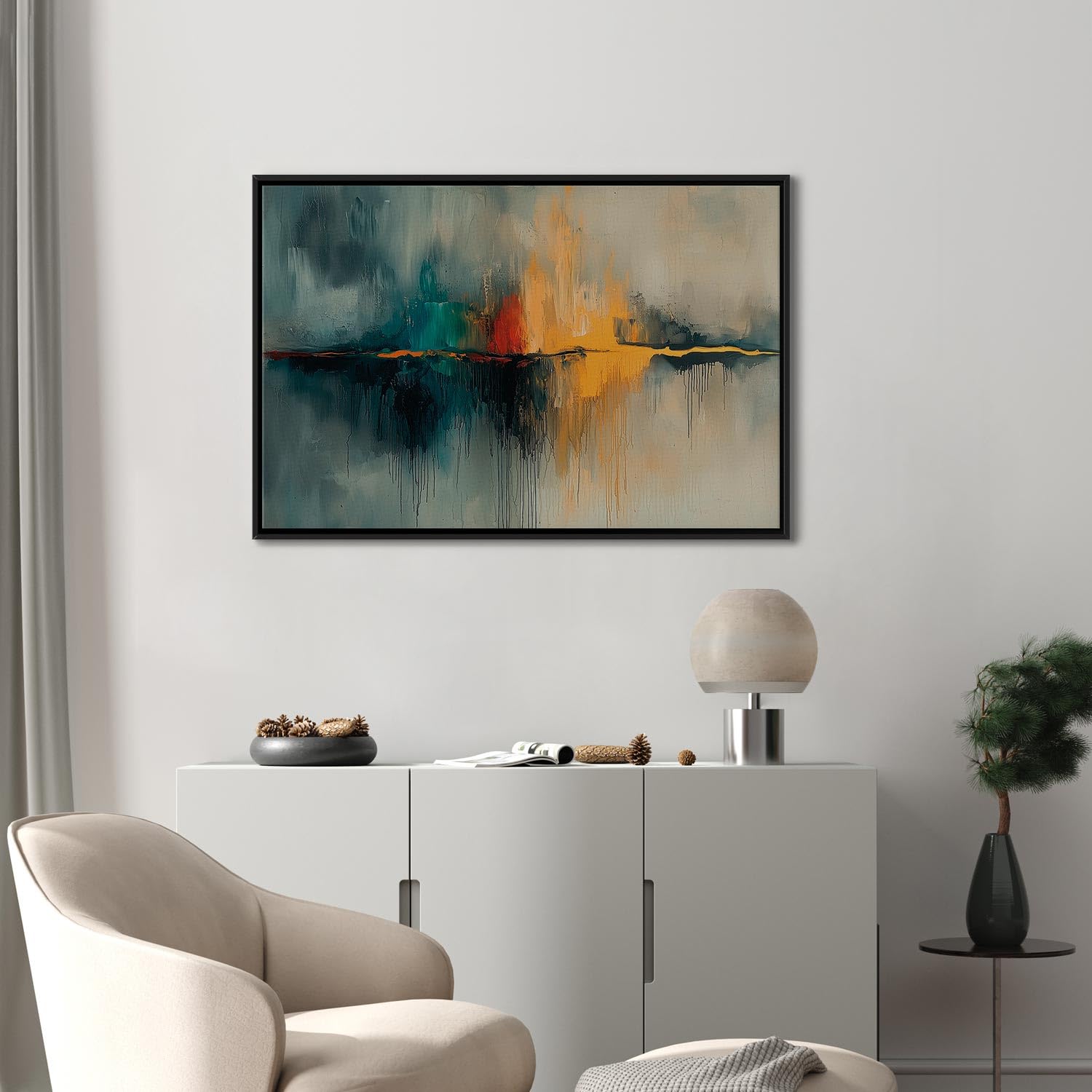 murando - Obraz Akustyczny na Płótnie Strukturalnym Abstrakcyjny Krajobraz 60x40 cm - Panel Akustyczny Dekoracyjny Obraz Ścienny - Wygłuszająca Dekoracja Ścienna do Sypialni a-H-10167-b-a