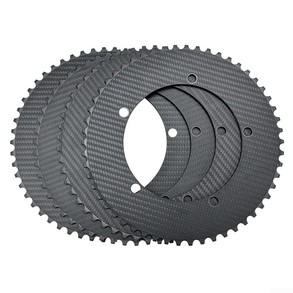 Plato de fibra de carbono para bicicleta de pista de engranaje fijo Bcd144 49t de una sola velocidad negro (49T)