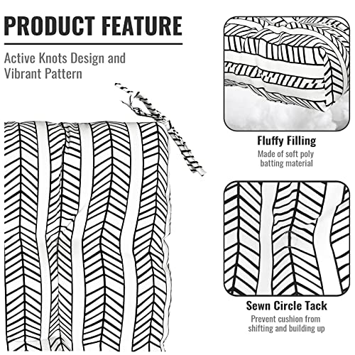 Twlear Outdoor High Back Patio Chair Cushions, Tufted Rocking Chair Cushions, Adirondack Cushions For Garden Porch Home Office Chair Use, 44” X 22” X 4”, 2 Pack, Herringbone Black White #TOP3