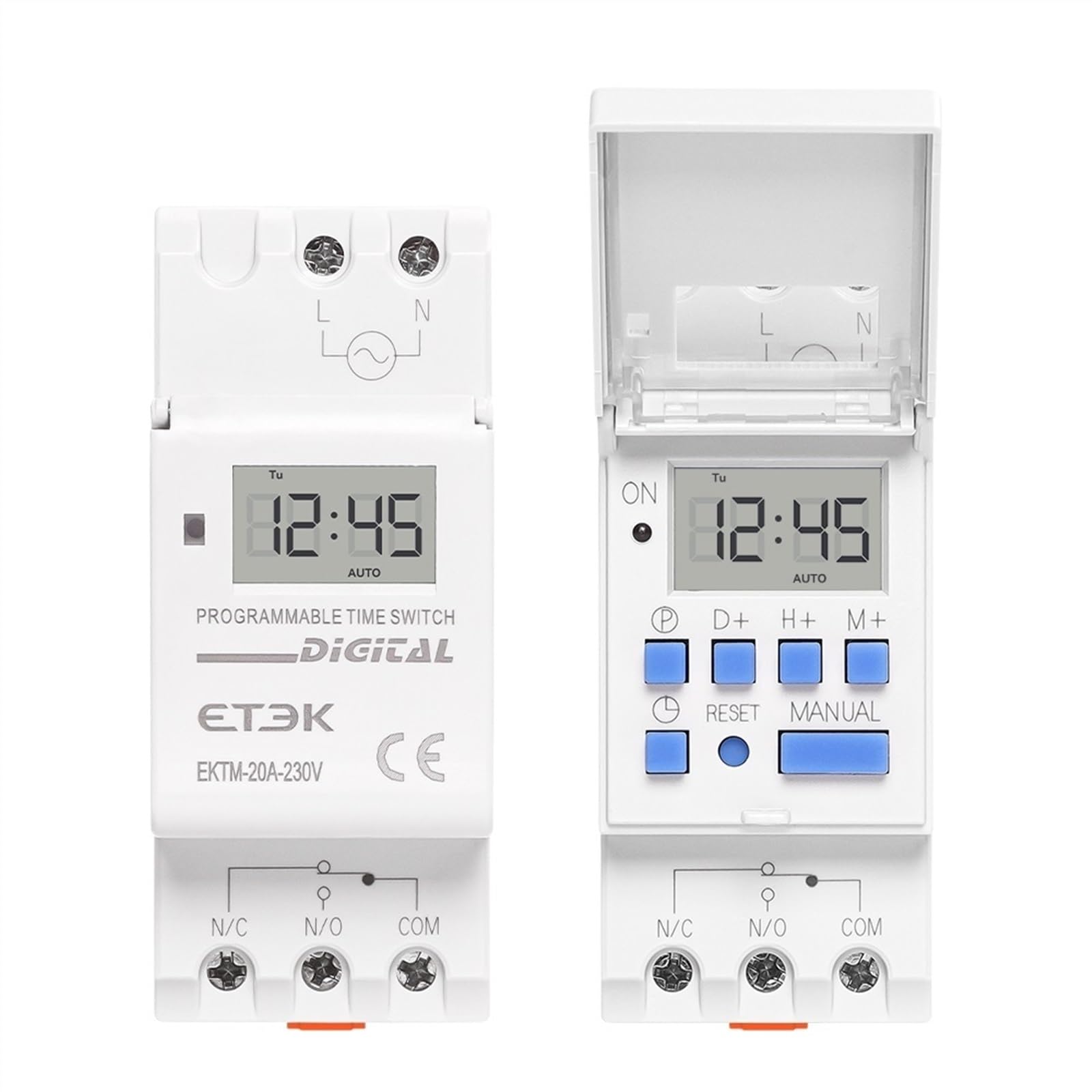 Din Rai Temporizzatore modulare Interruttore orario meccanico Weklly 7 giorni Programmabile Relè di controllo timer 20A AC 220V230V EKTM-20A