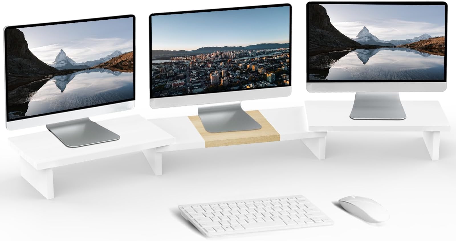Amazon.com: TEAMIX Triple Dual Monitor Stand Riser, Length and Angle ...