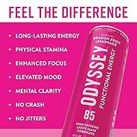Vista 3 de Odyssey - Bebida energética funcional para la concentración, la cognición y el estado de ánimo, paquete de 12 - Bebida adaptogénica con 85 mg