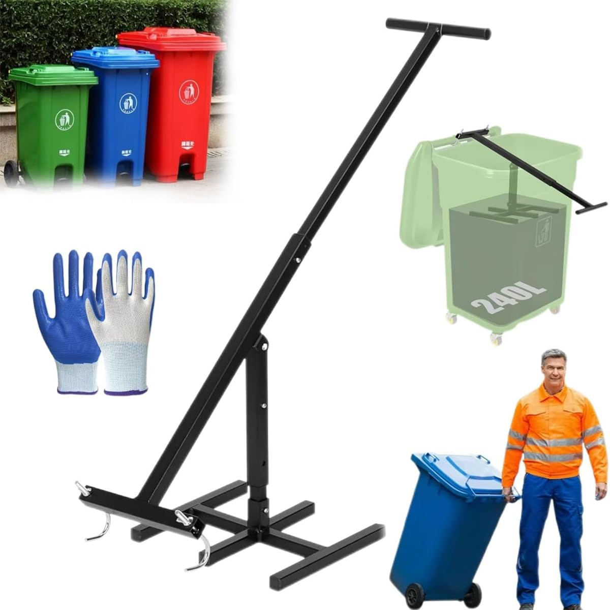 Wastemate - Compactador de basura, compactador de basura manual, compactador de basura sin contacto, aplastador manual de basura, para cocina, jardín, restaurante, oficina