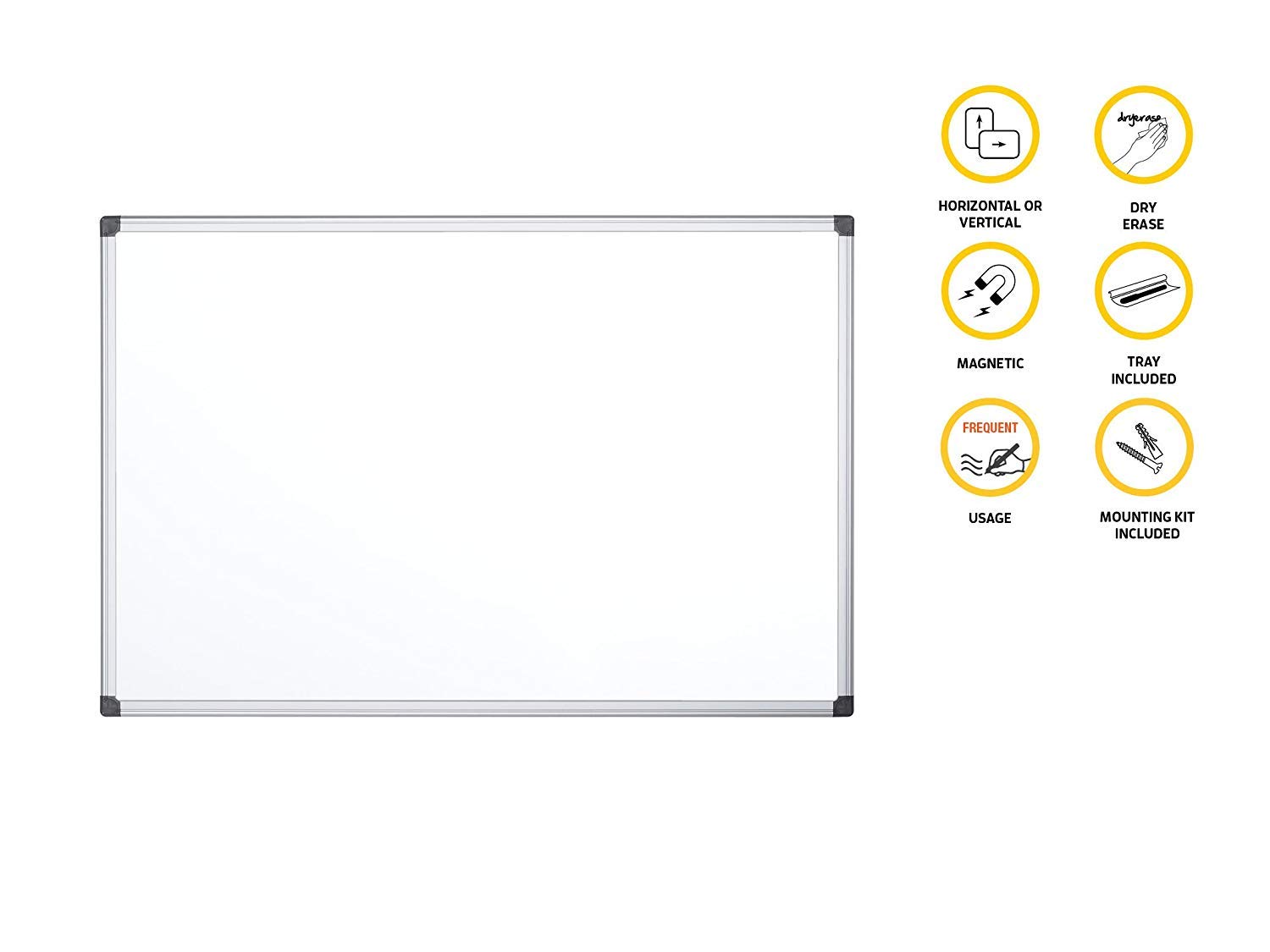 Bi-Office Earth - Magnetisches Whiteboard, Trocken Abwischbar, Mit Aluminiumrahmen, Umweltfreundlich, Magnettafel, Memoboard, Lackierte Stahloberfläche, 90 x 60 cm