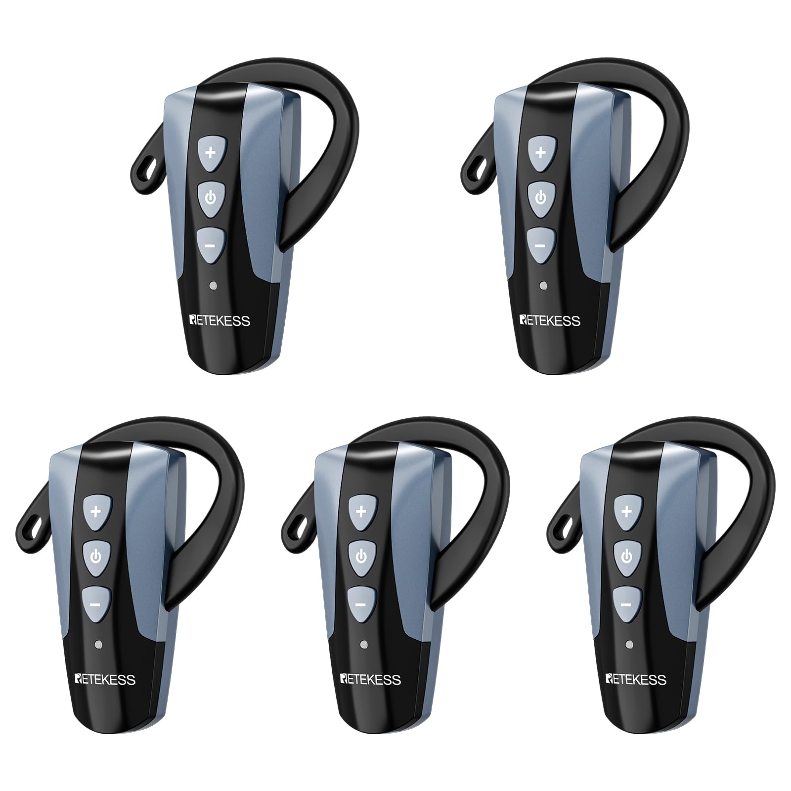 Retekess TT106S Casques pour Guides Touristiques, Mini Récepteur de Crochet d'oreille,2.4G, 200m de Distance de Travail, AUX, Contrôle à Une Touche, Design à Gros Boutons, pour Conférences, Voyages
