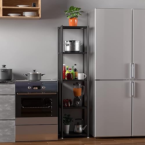 Miniatura 5 de WTZ Estantería estrecha de 5 niveles estantería alta simple metal negro mate1