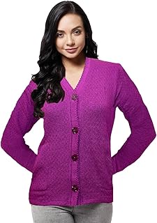 Women?s Full-Sleeve Knitted Button-Down Cardigan(Purple SWEATER56-M_PT)-picture-33