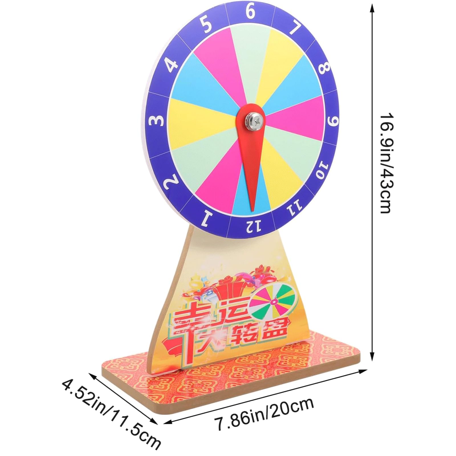 Ruota dei premi Ruota dei premi da tavolo con 12 slot Ruota dei premi cancellabile a secco con supporto Ruota modificabile per giochi di fortuna Casinò Fiera Festa di Natale Ruota della fortuna
