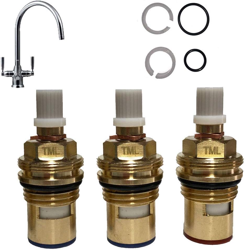 Complete Franke Triflow Doric Tap Repair Spares Kit - Spout O Ring Seals & Ceramic Cartridge Valves (set of 3)