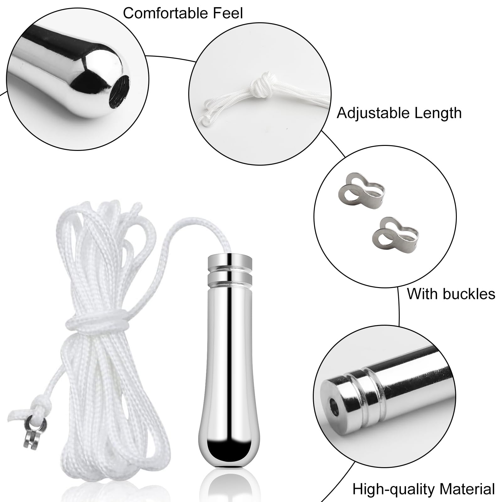LbsAMP 2 Pieces Bathroom Light Pull Cord Handle with Cord Connector 150cm Light Pull Chain Extension Weighted Cord Pull Ends for Bathroom Toilet Light Ceiling Light Fan Switch - Image 4