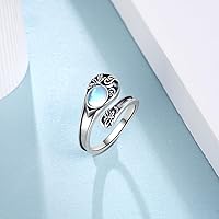 Vista 3 de Anillo de cuchara de libélula, piedra lunar, plata de ley 925, anillos de pulgar, libélula de joyería, regalos para mujeres