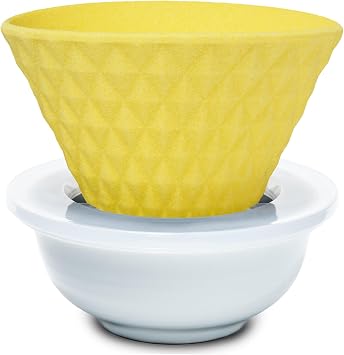 Ceramic Reusable Coffee Filter Pour Over Dripper Paperless Sustinable ekubo 1-4 Cup Made in Japan Yellow