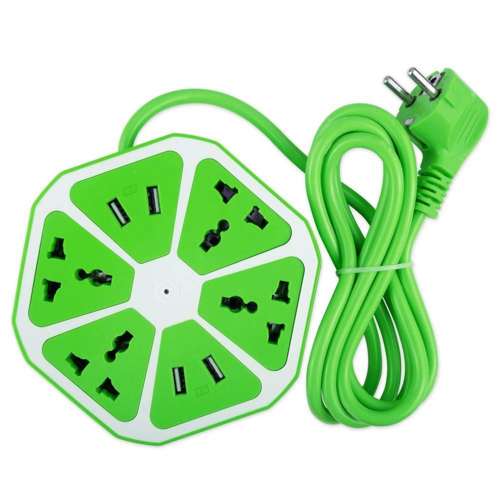 Hexagon Electrical Extension Cord 4 Surge Power Socket with 4 USB Port for Computer with 6 Ft. Wire Protector Spike Strip Guard-image-26