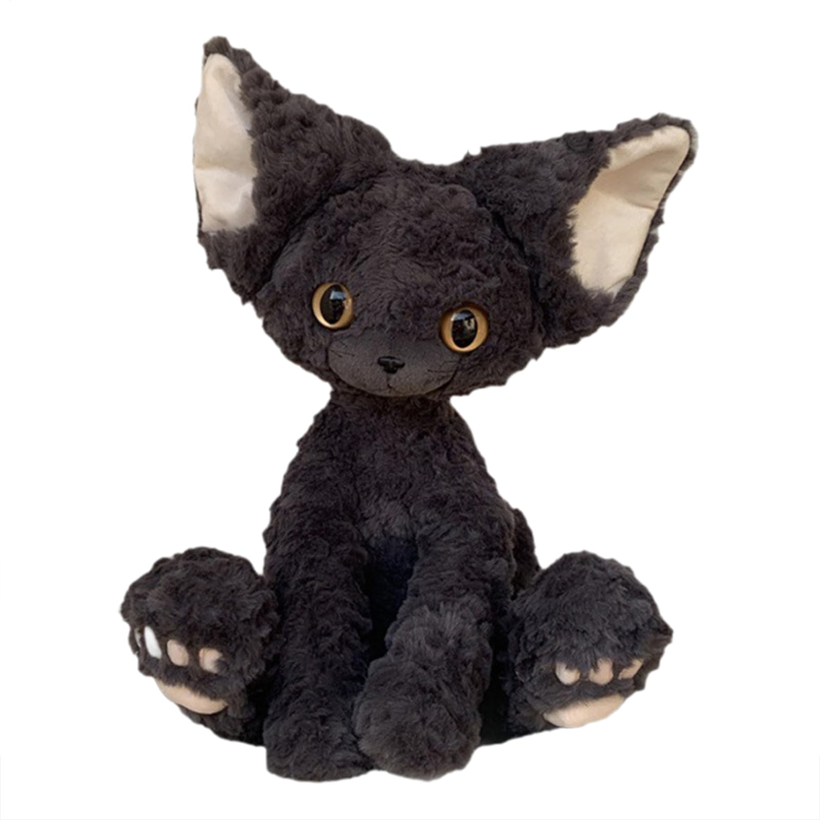Curly Black Cat Plush - Official Kachi Devon Cartoon Doll | 30cm Stuffed Cat, Soft Cuddle Plush Toy For Kids, Collectors, Birthday, Home Decor, Living Room, Bedroom, Dorm