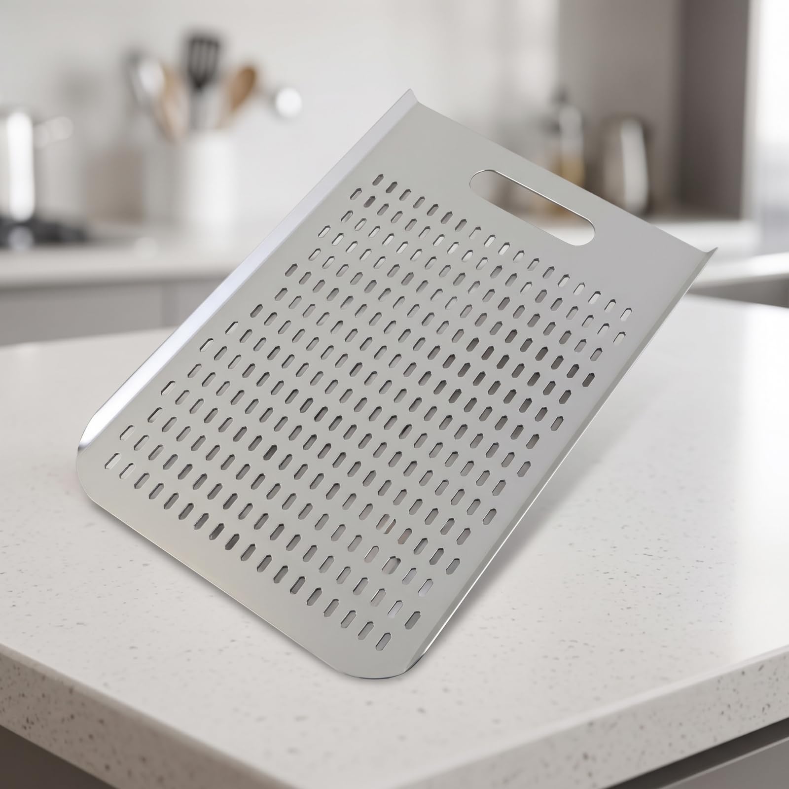 predolo Perforiert Pizzabrett mit Griffloch | Pizzaheber, handlich, Backschaufel, für Pizzaabend, Küche, 50x35cm