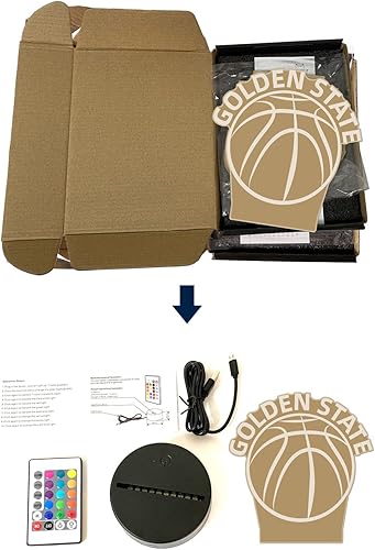 Miniatura 9 de CLORURBANLIVE Lámpara de noche de Denver de baloncesto 3D, lámpara de ilusión 3D para niños, regalo de 16 colores cambiantes, control remoto para