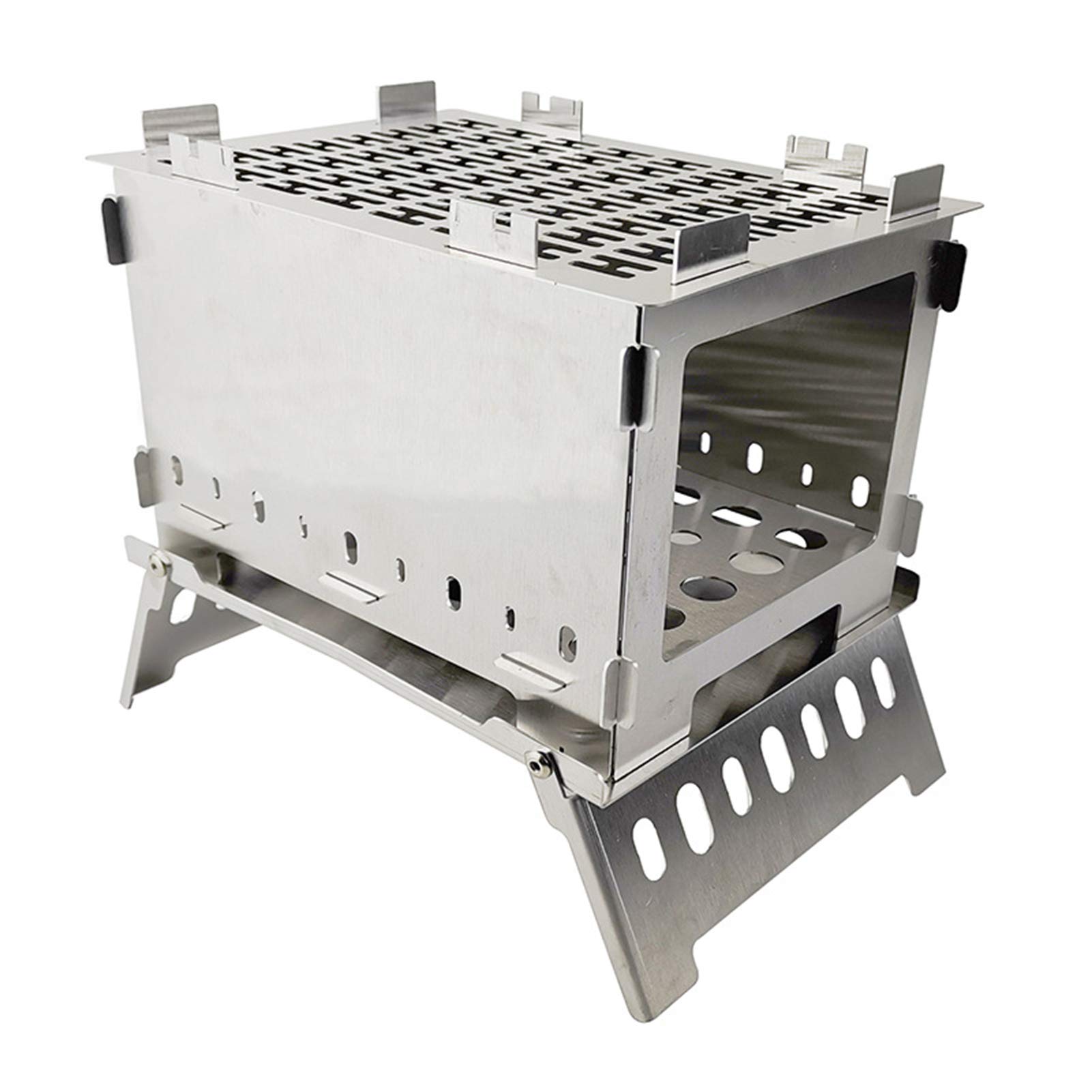 Decdeal Folding Stainless Steel BBQ Grill Stove Firepower Adjustable  Portable Camping Windproof Charcoal Stove : Amazon.in: Home u0026 Kitchen
