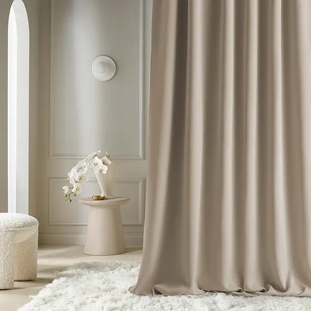 Kirsch Gardin Ribbon Pleat Curtain Aura 140x230cm Blackout Beige