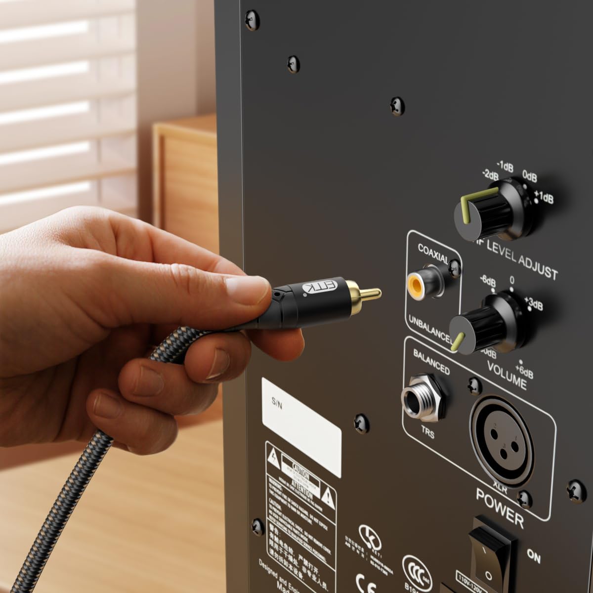 EMK Cable de subwoofer RCA a RCA – Conector chapado en oro de 24 quilates de nailon trenzado de doble blindaje, cable de audio digital y analógico, soporte de señal para amplificadores, subwoofer