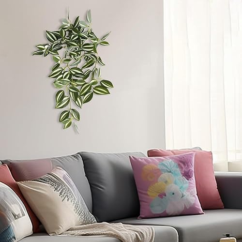 Miniatura 6 de ALINREDBX Plantas artificiales colgantes de 17.7 in, plantas de vides falsas para decoración de interiores y exteriores, hojas colgantes