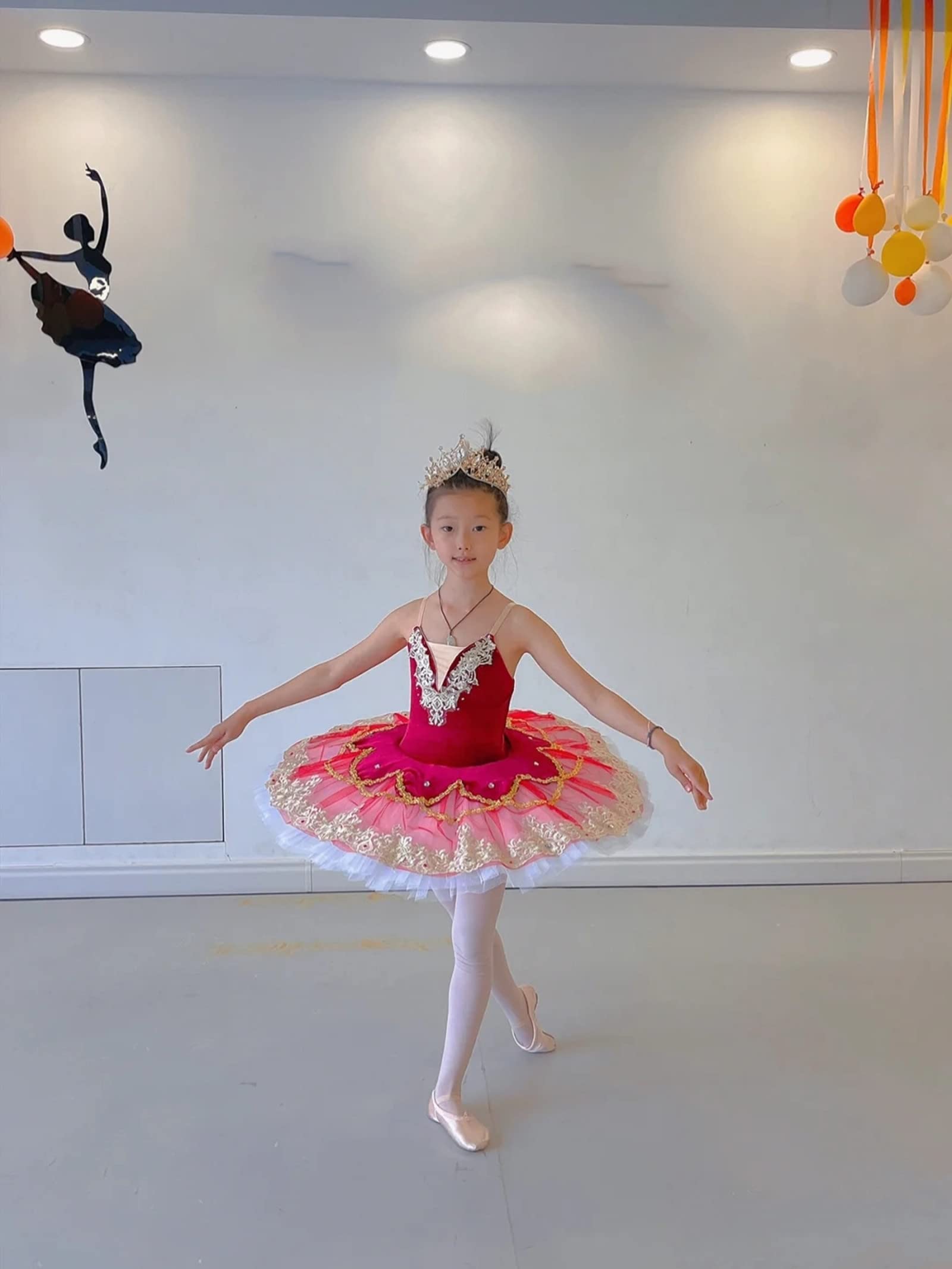 Gonna da Ballo per Bambina tutù Balletto Body da Danza in Cotone Senza Maniche con Gonna da Competizione E da Festa Abiti da Ballo per Esercitarsi (A1504)