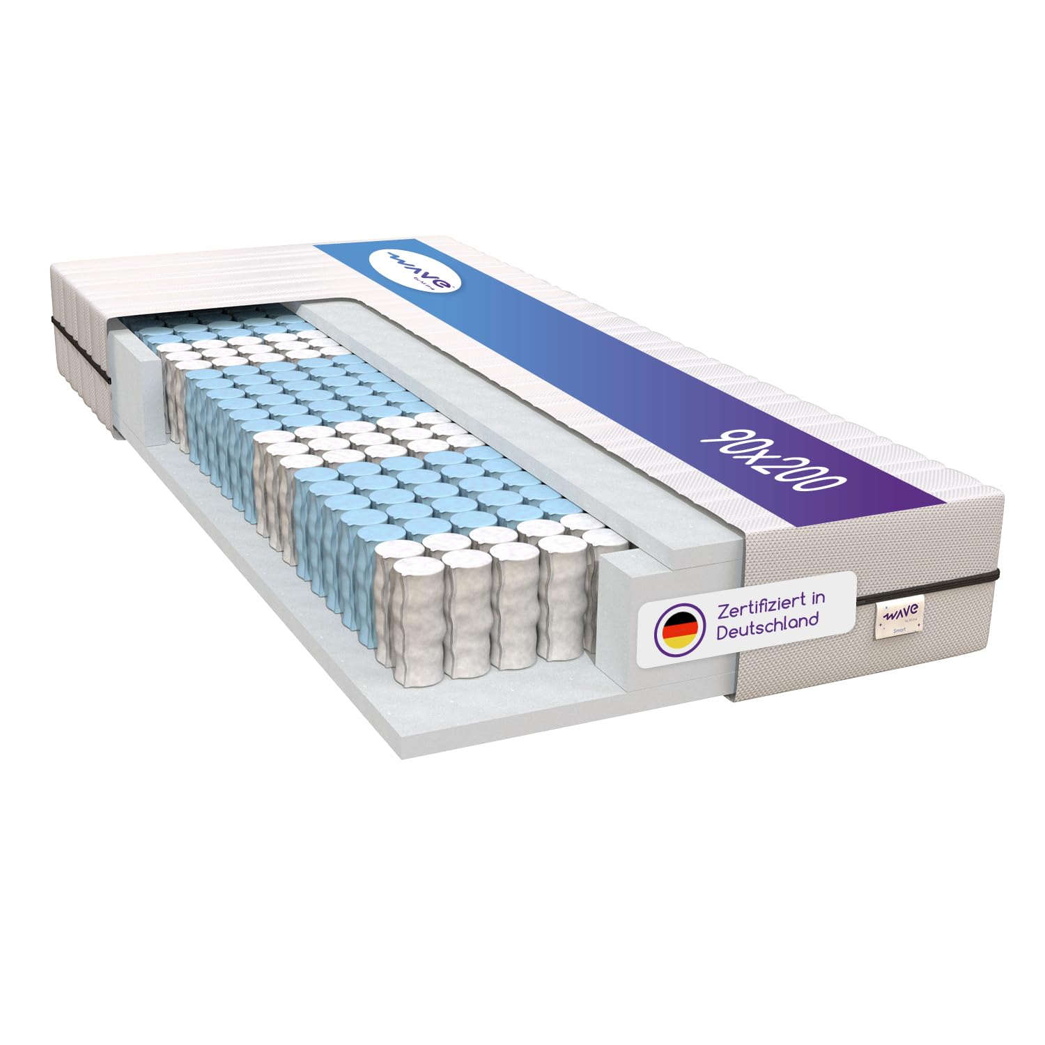 M line | Wave Smart Taschenfederkernmatratze 90x200cm H3 | 7 Zonen  