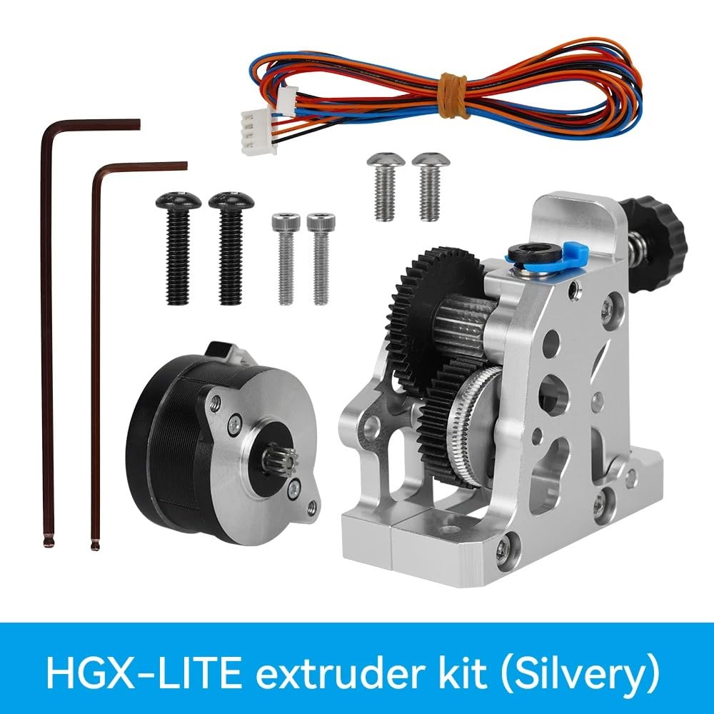 Aramox Extrusora HGX-LITE, Construcción Metálica, Motor de Alta Velocidad de 36 Mm, para Impresoras 3D Ender 3, CR-10, Voro, Imprime Varios Filamentos (SILVER)