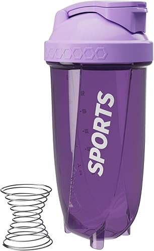 Botella mezcladora de proteínas de 20.3 fl oz (20 oz), diseño hexagonal para una mezcla suave, boca ancha, a prueba de fugas, mango de transporte