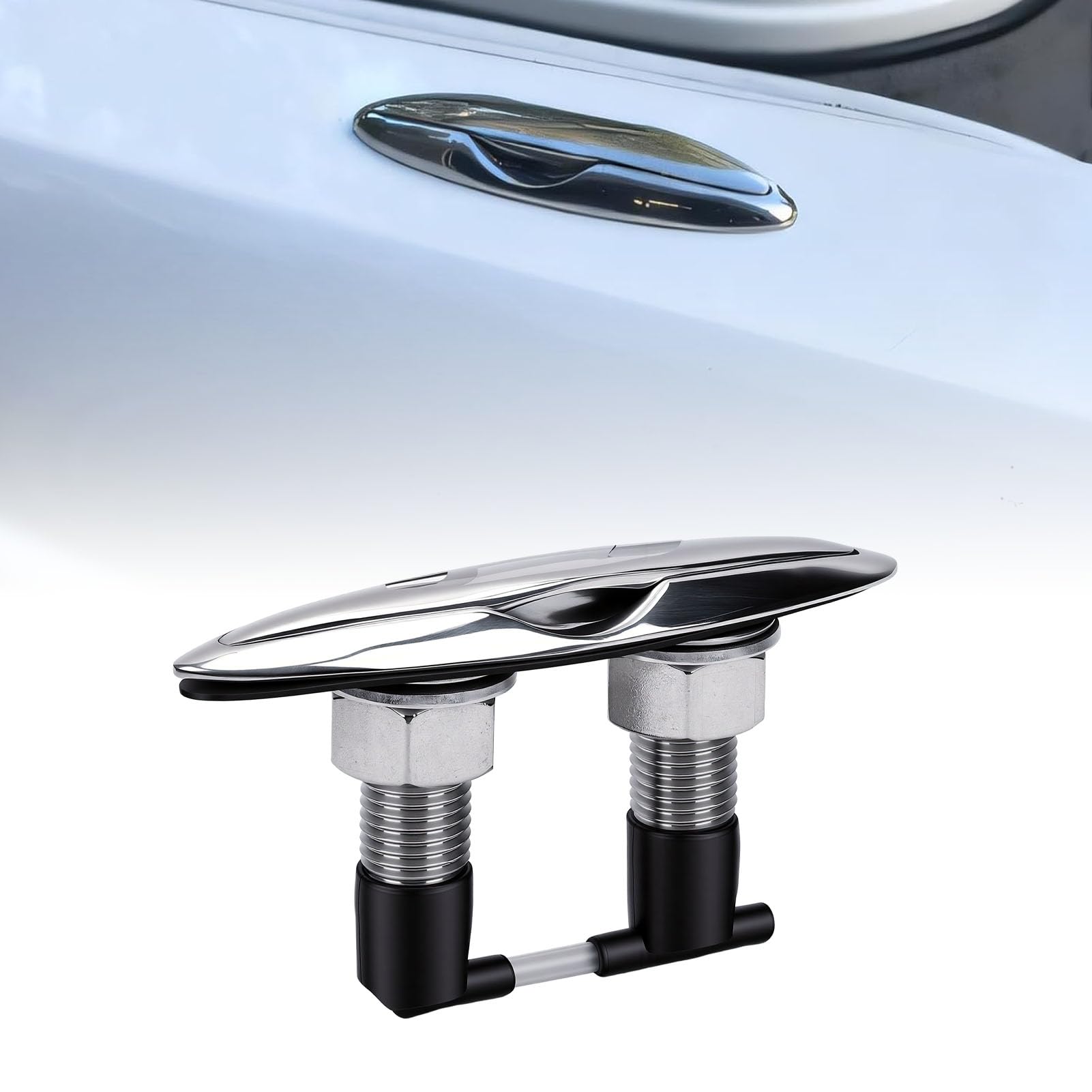 Luocute 6 Zoll Einziehbare Bootsdockklampe, Pop-Up-Klampe aus Edelstahl 316 mit Bündiger Montage, Trägerplatte und Sicherungsmuttern für Yacht-Frachtschiff-Schnellboot
