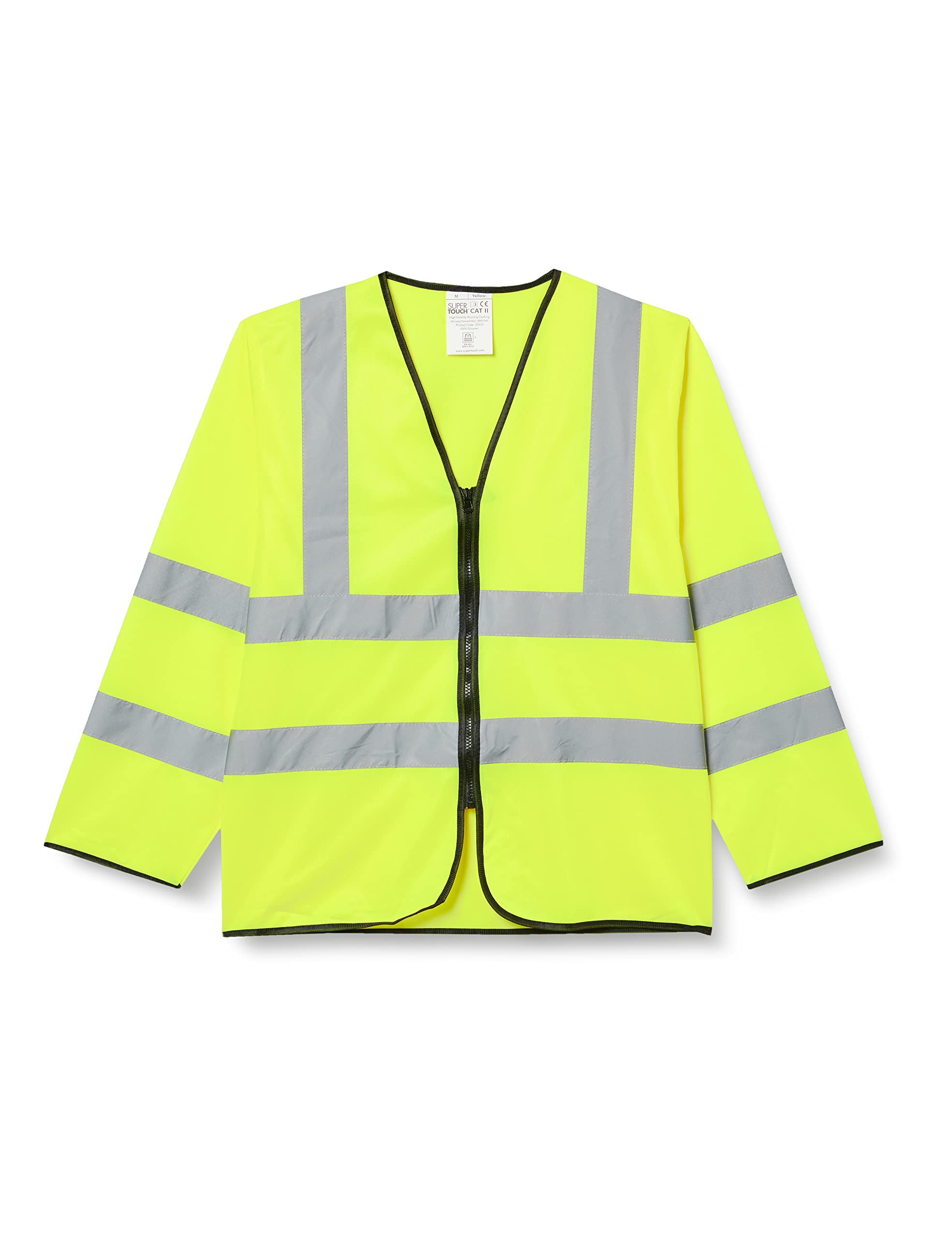 Supertouch 32642 Long Sleeved Hi Vis Zip Vest, Medium, Yellow