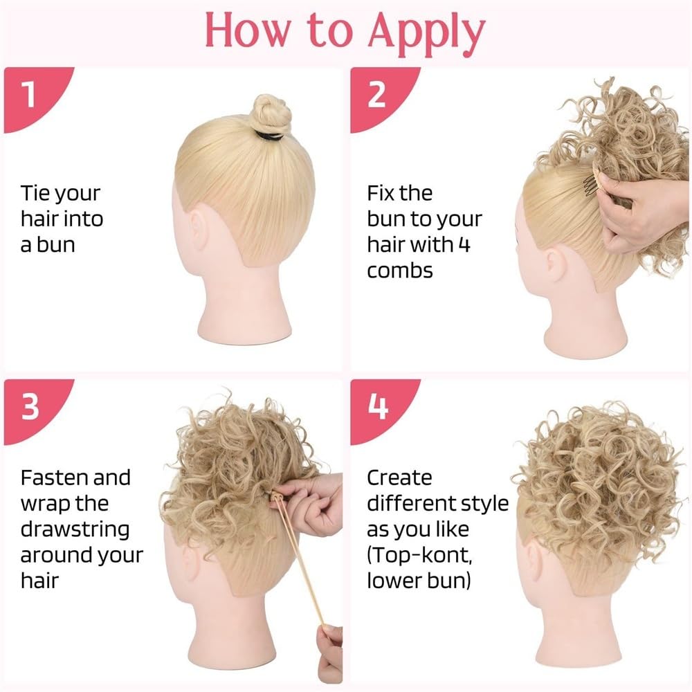Panino per Capelli disordinato Chignon Sintetico spettinato, Coulisse Corta, Elastico, con Clip, Coda di Cavallo riccia Parrucchino a Coda di Cavallo per l'uso Quotidiano(4M33)