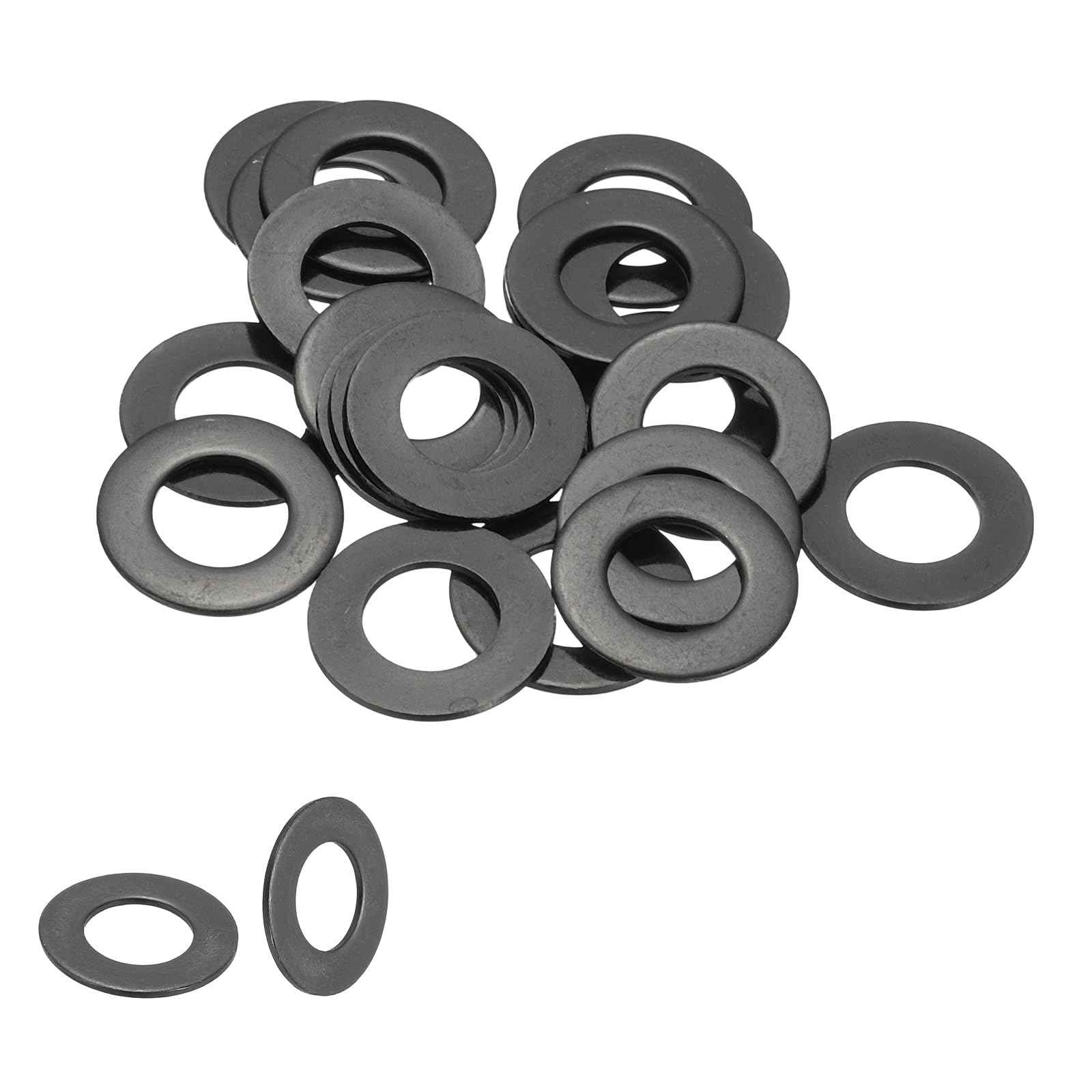 PATIKIL M10 Flat Washers 3/8"ID x 3/4"OD, 20 Pcs 304 Stainless Steel Metal Metric Washers Black Electroplated Flat Gasket Spacer for Screws and Bolts, Black