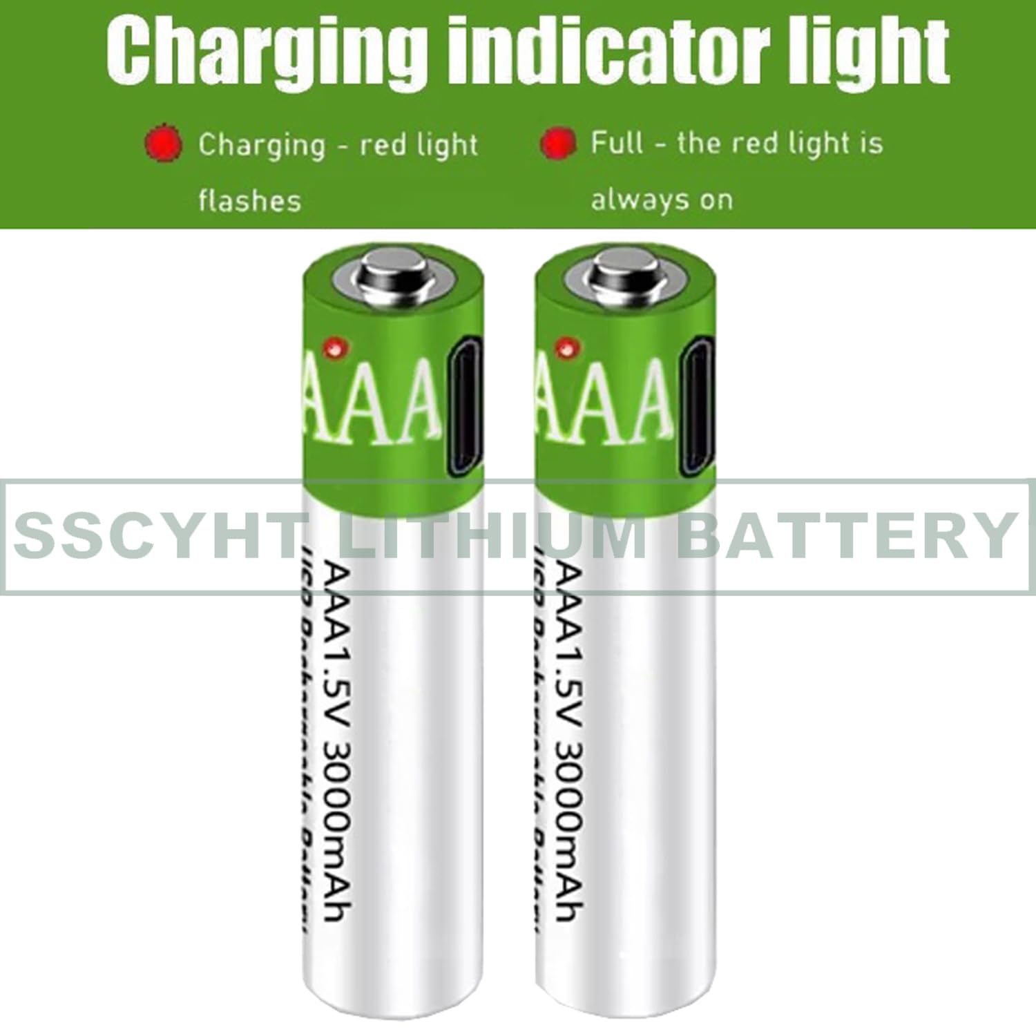 Batteria agli ioni di Litio AAA da 1,5 V a Ricarica Rapida 3000 mAh di Grande capacità con Cavo USB Batteria Ricaricabile Batteria al Litio Riutilizzabile 1200 Volte,2pcs 1.5v3000mah