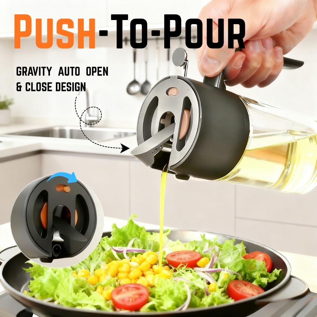 Rusudiy Oliera 2-in-1 Spruzzatore Olio e Dosatore Olio – Spruzzino Olio per Friggitrice Aria, Cucina, Insalata, Barbecue, Friggitrice ad Aria, Accessori Cucina, Anti-Goccia, 550 ml (Grigio caffè)