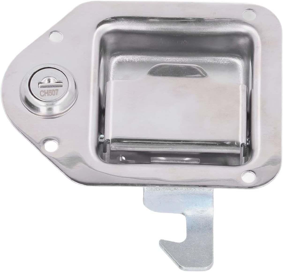 RV Tool Box Handle Latch with 2 Keys 304 Stainless Steel Silver Paddle Lock for Truck Trailer ATV UTV Motorhome RVs Accessories